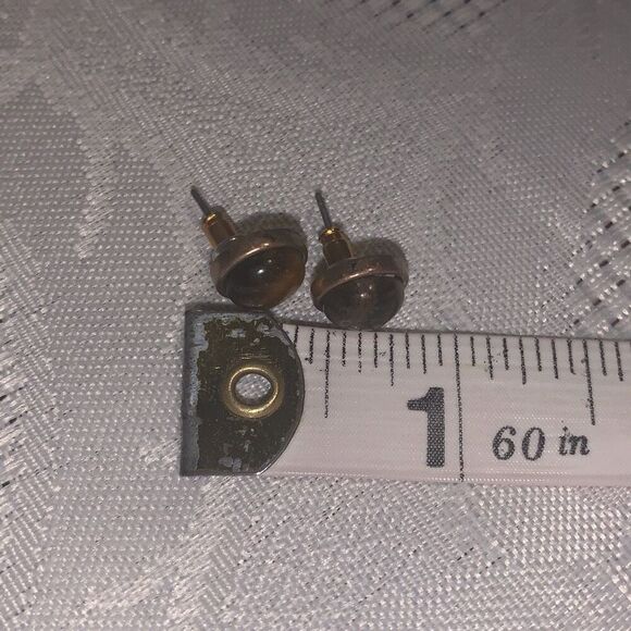 Vintage Tiger Eye Stud Earrings - Picture 13 of 13